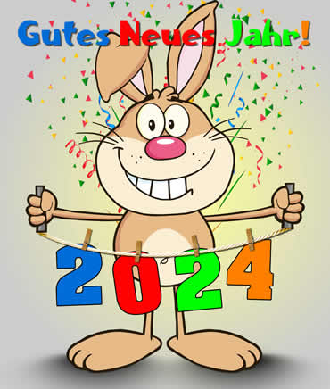 Fröhliches glückliches 2025-Clipart mit niedlichem lächelndem Kaninchen