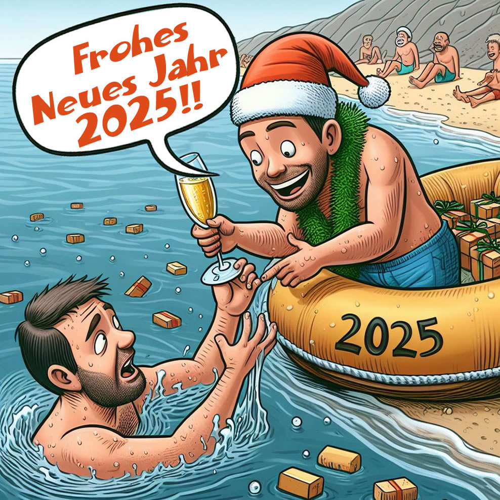 Comic-Cartoon frohes neues Jahr 2025