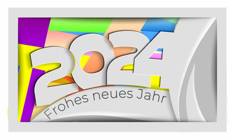 Bild mit großem 2025 in Grau mit farbigen Kästchen