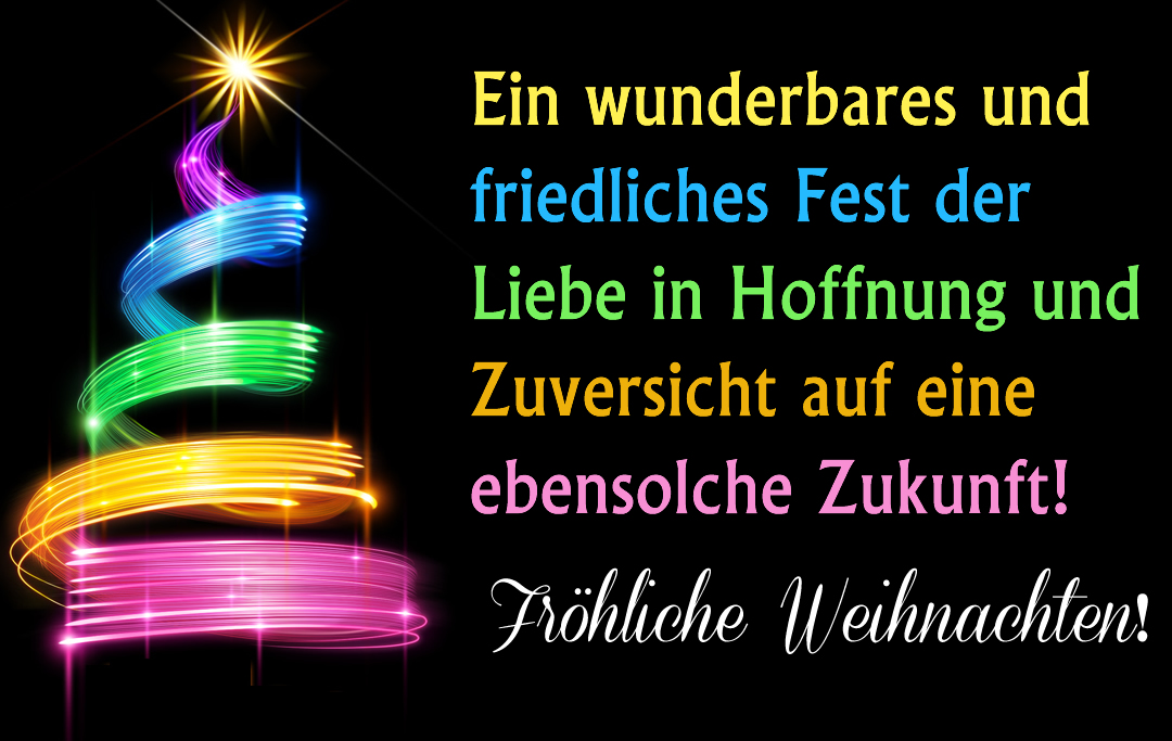 schönes Bild mit Weihnachtsbaum erstellt von Lichtspuren mit Grußtext