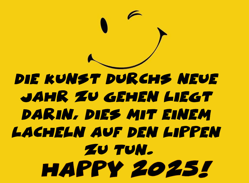 Fröhliche und lustige Grußkarte für frohe Neujahrsgrüße mit einer schönen Nachricht und einem großen Lächeln