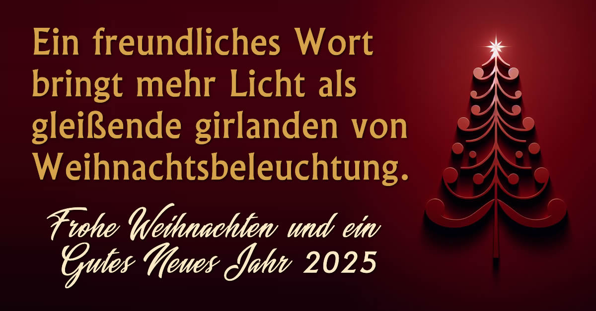 Bild als Grußkarte mit einer schönen Neujahrsnachricht. Frohe Weihnachten und ein gutes Neues Jahr 2025