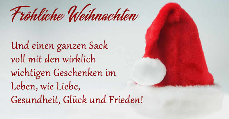 Bild mit Weihnachtsmannmütze und Text für schöne Feiertage