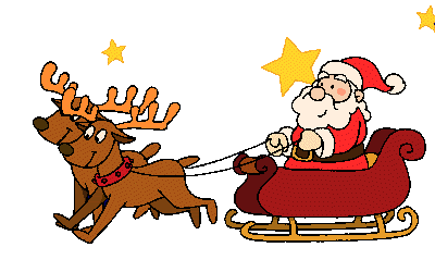 animiertes GIF mit dem Weihnachtsmann auf seinem Schlitten
