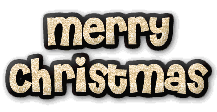 animiertes Bild glitzert mit Text MERRY CHRISTMAS mit goldenem Text