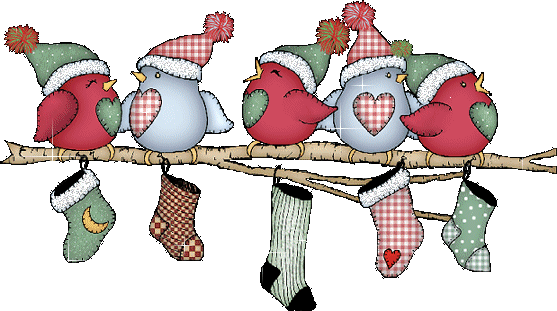 Süßes animiertes gif mit zwitschernde Weihnachtsvögel