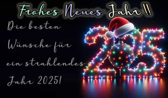 Bild von 2025 beleuchtet mit Weihnachtsbeleuchtung, besten Wünschen