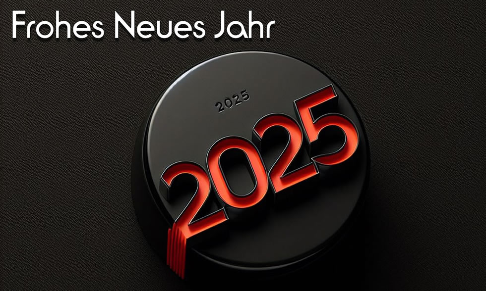 Frohe Feiertage 2025 rotes Bild mit Lichterscheinen