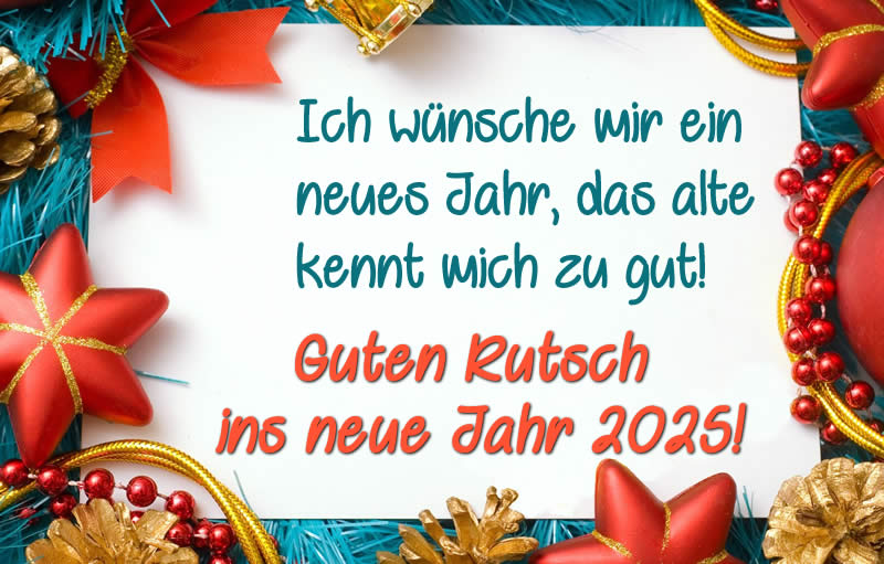 Schönes Bild und farbenfroh, festlich geschmückt mit einer Botschaft der guten Wünsche für das Jahresende