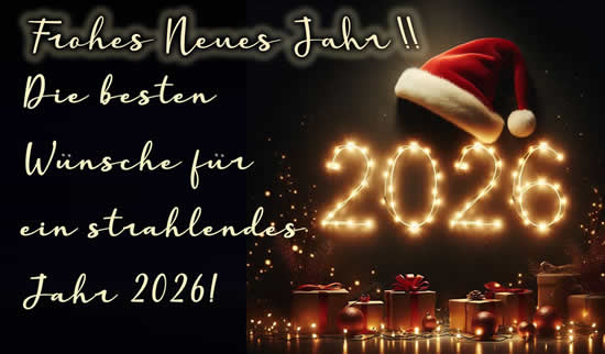 Bild von 2026 beleuchtet mit Weihnachtsbeleuchtung, besten Wünschen