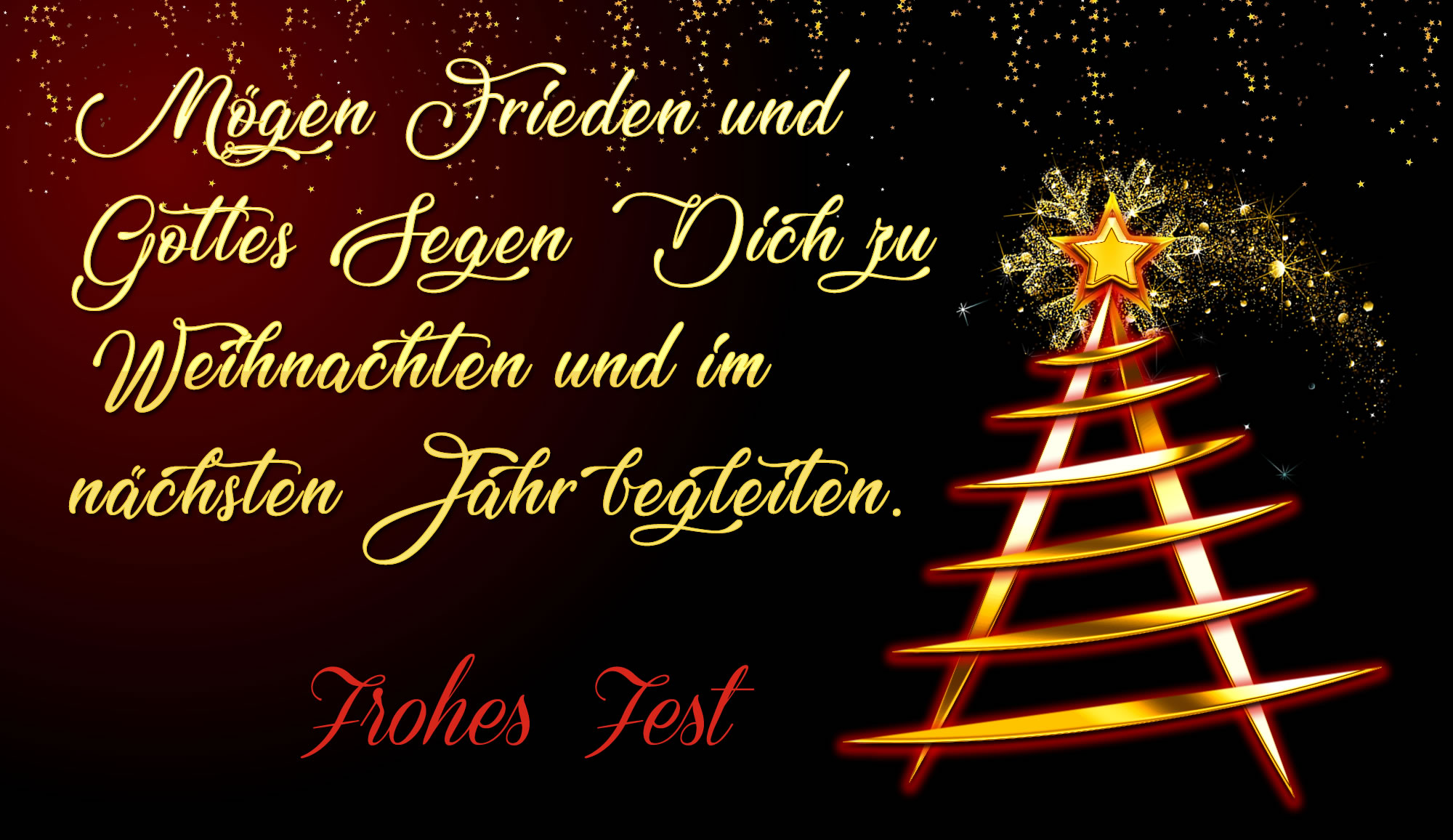 Bild mit Weihnachtsbaum und Kometenstern mit Sternschnuppen und Nachrichtenwünschen an Eltern