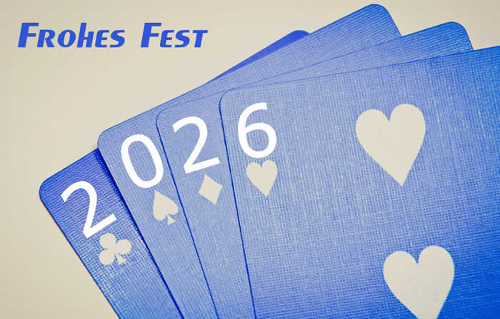 Bild mit Spielkarten für Poker, Pik, Schläger, Diamanten mit Text 2026