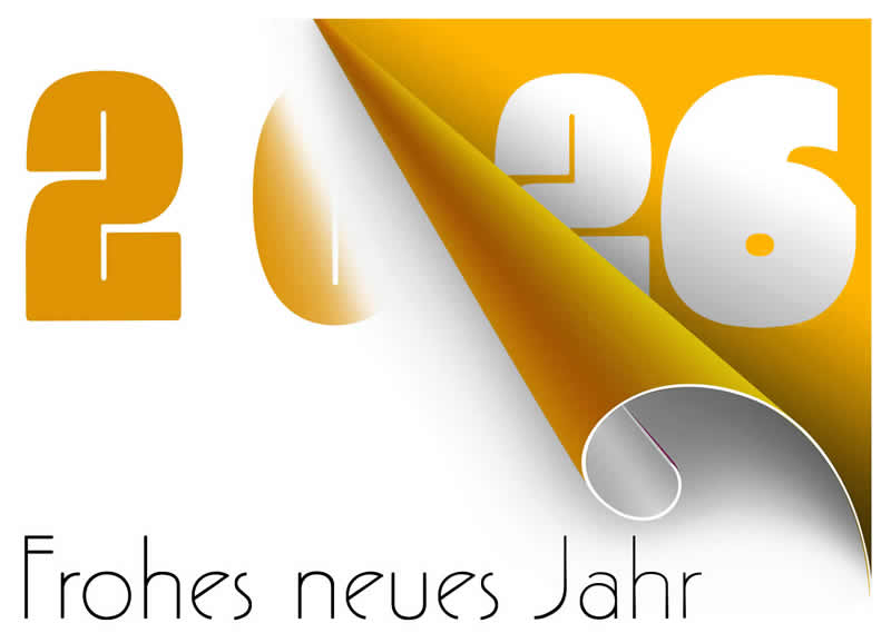 Bild mit Blatt, das sich abrollt und 2026 mit meinen besten Wünschen erscheint