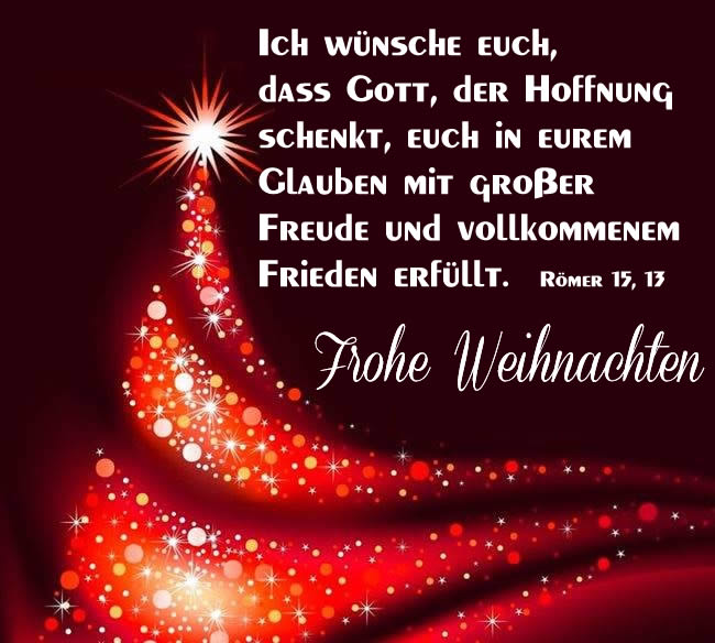 Grußkarte zum Teilen auf WhatsApp und Facebook mit einem Weihnachtsbaum und einer erhebenden Nachricht.