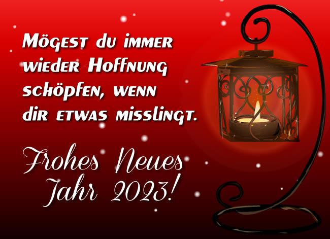 Bild mit Laterne und rotem Hintergrund mit Botschaft für den Gläubigen und segne die Ankunft des neuen Jahres: Mögest du immer wieder Hoffnung schöpfen, wenn dir etwas misslingt.