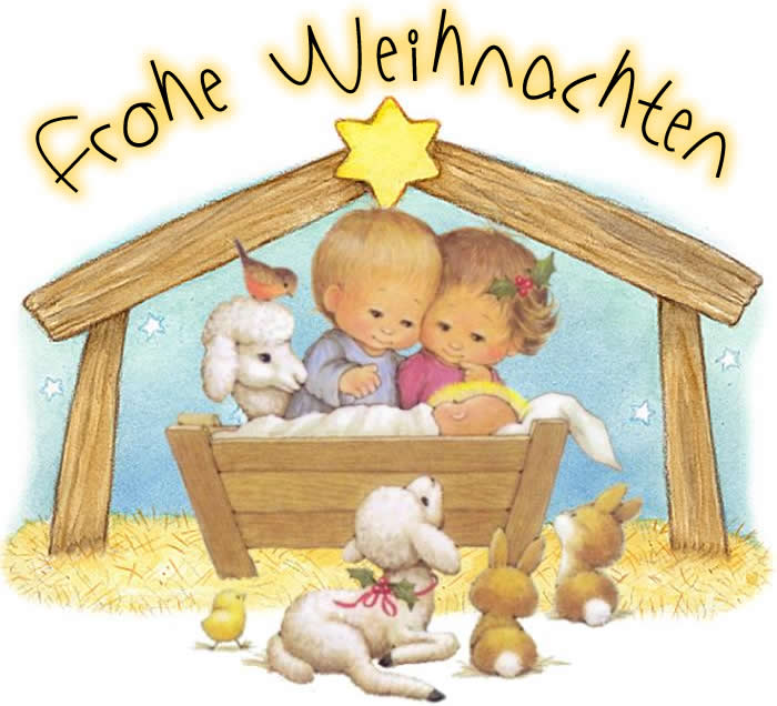 Zartes Bild mit der Darstellung der Geburt Christi von Kindern mit Joseph, Maria und Jesuskind in der Krippe.