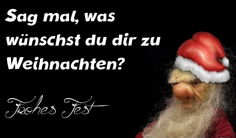 Ein sehr hässlicher Weihnachtsmann wünscht Ihnen ein wirklich schönes Weihnachtsfest.