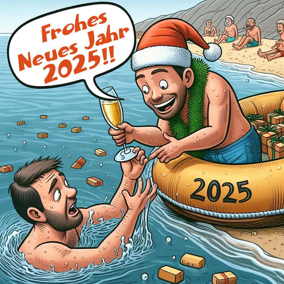 Comic-Cartoon frohes neues Jahr 2025
