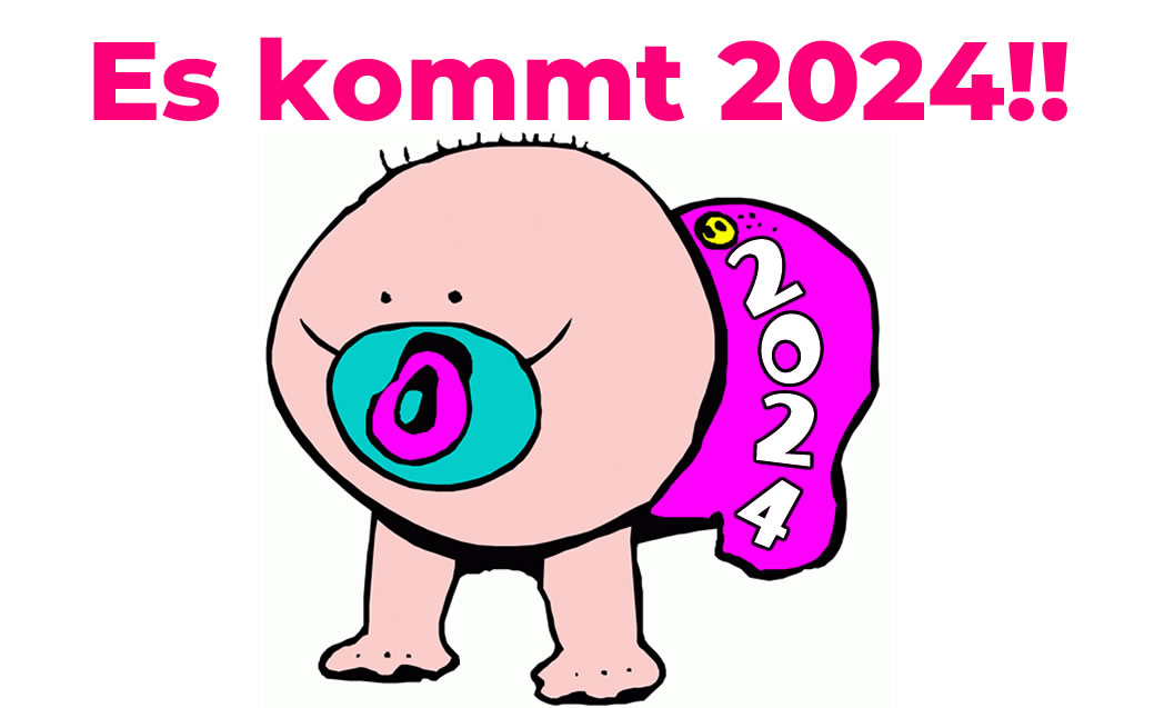 Lustiges Bild mit dem kleinen 2025 mit Schnuller im Mund