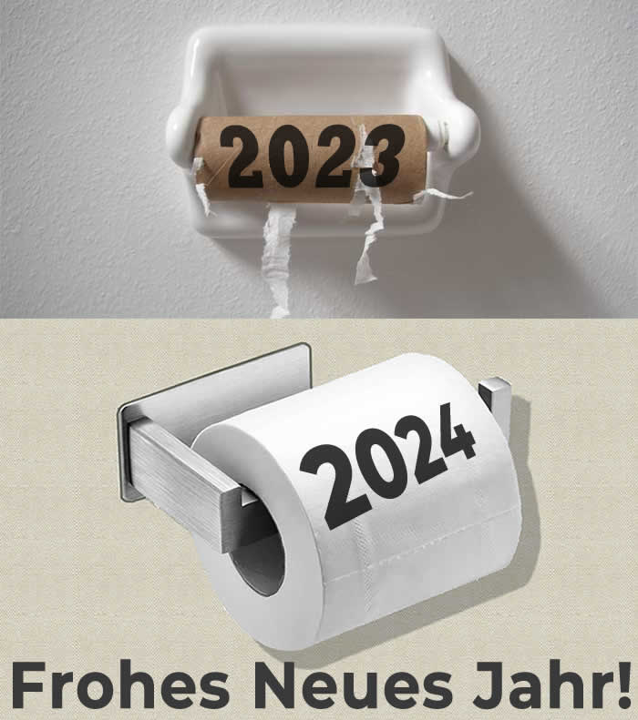 Humorvolles Bild Toilettenpapierrolle für das Jahr 2025