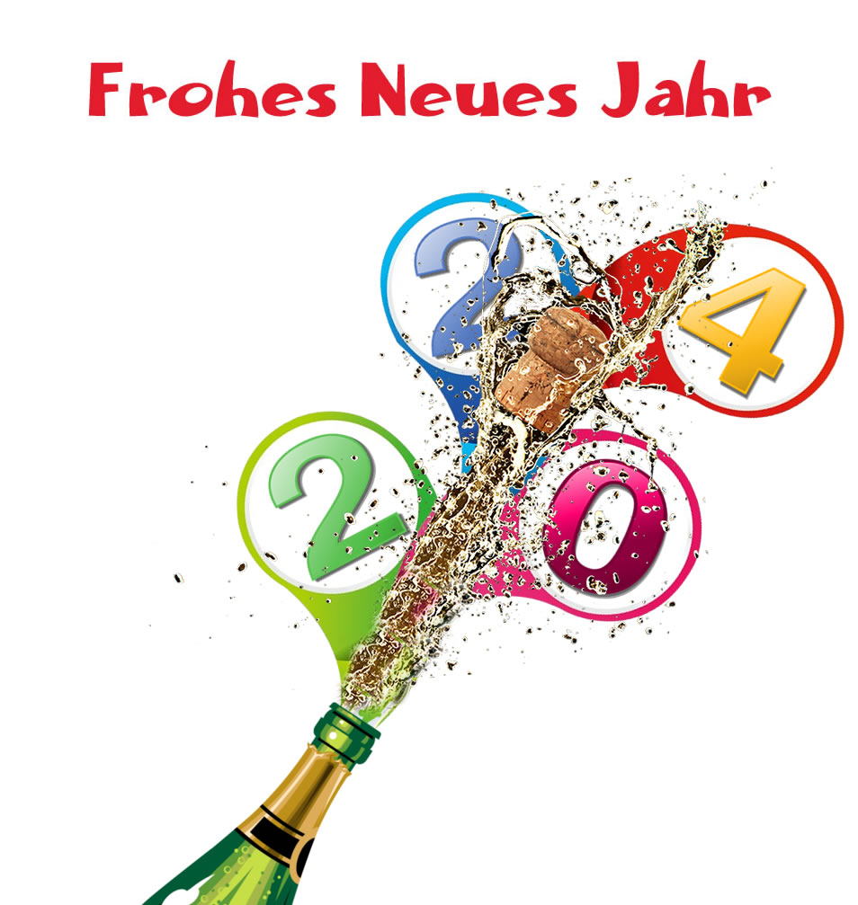 Buntes und fröhliches Bild Frohes neues Jahr 2025